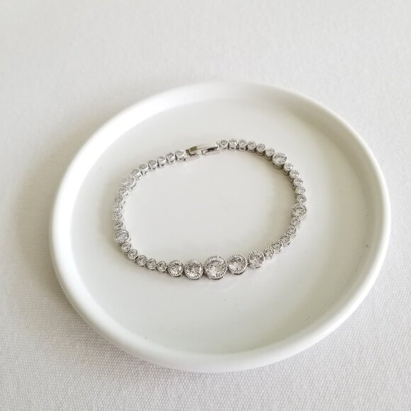 Silver Tennis Bracelet with Cubic Zirconias - NEW - Picture 5 of 6